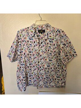 Teddy Fresh Men's All-Over Teddy Bear Digital Print Collection Button Down Sz M